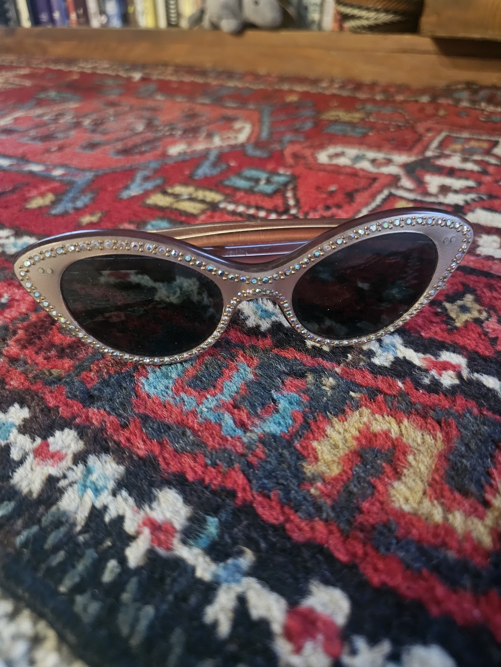 Vintage 1960's Rhinestone Cat Eye Sunglasses Made In France